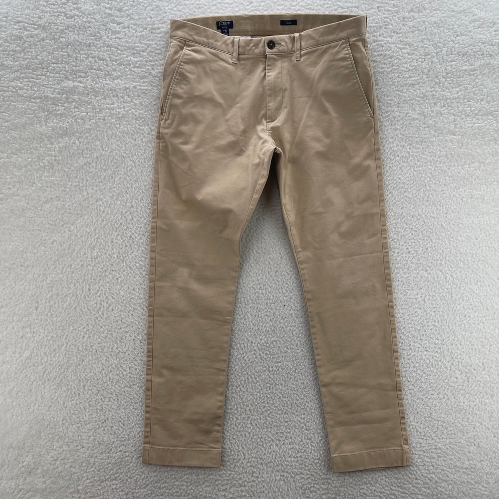 J.Crew Pants Mens 34*29 Beige Flex Slim Fit Chino Khaki Stretch Office Preppy
